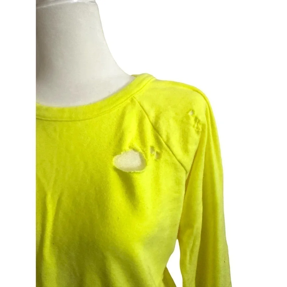 NWOT CHASER Revolve Neon Yellow Distressed Destroyed Holey Sweatshirt - Small - Picture 2 of 6
